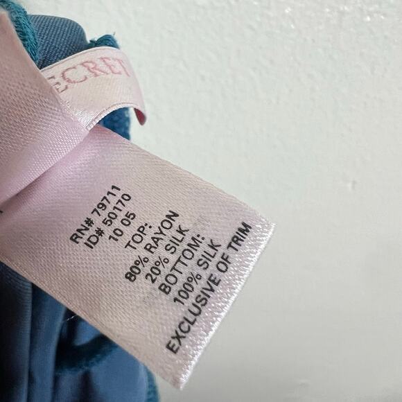 Y2K Victoria's Secret Very Sexy Babydoll Top Medium Women Silk Blue Velvet Fairy - Picture 8 of 9